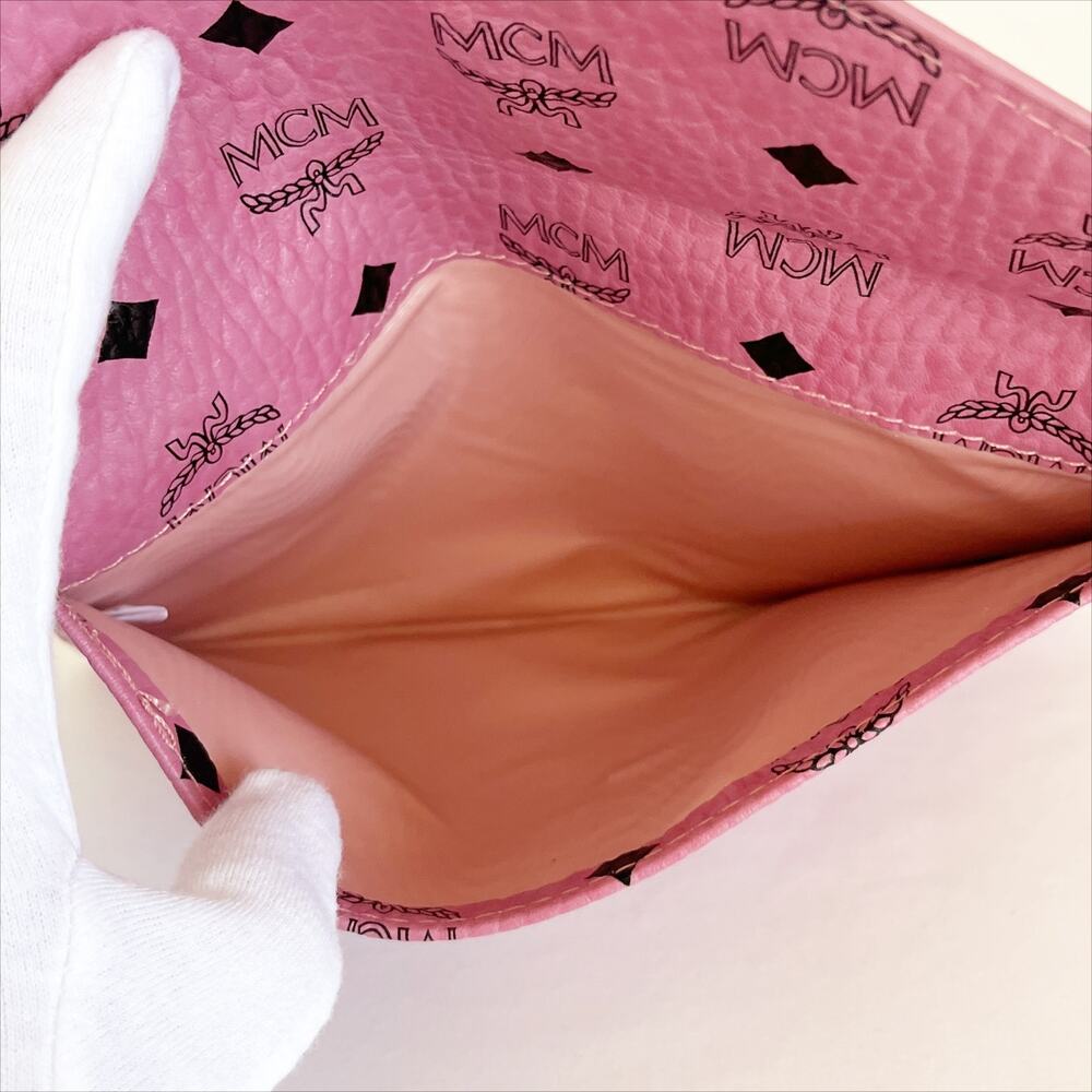 🚨LOW START! MCM Leather Envelope Clutch Pink Visetos - Picture 9 of 12